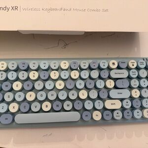 Wireless Keyboard and Mouse Combo - Blue and White